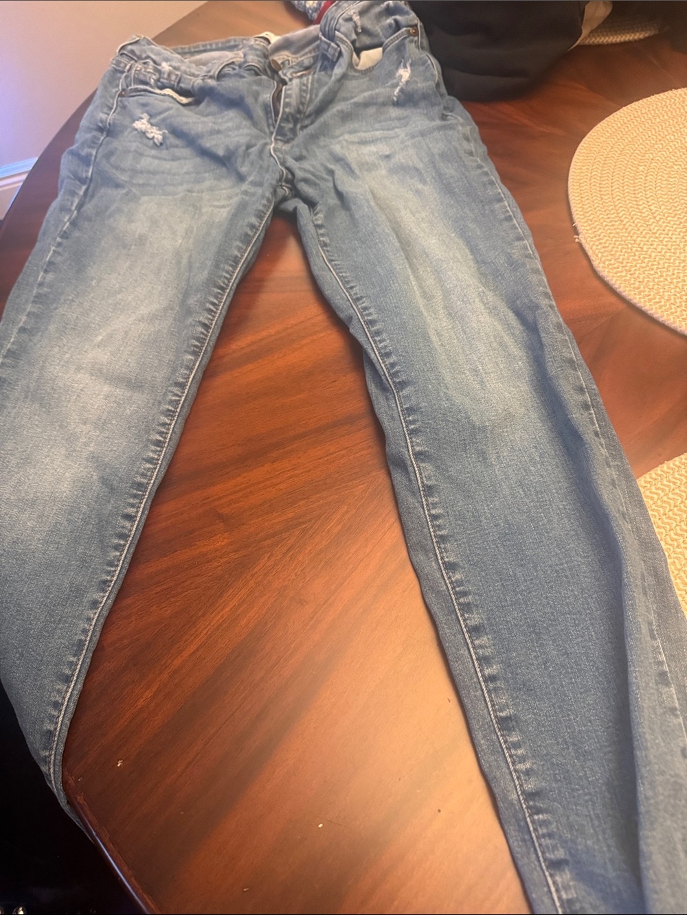 Women’s Sky Blue Skinny Jeans with Faded Detailing